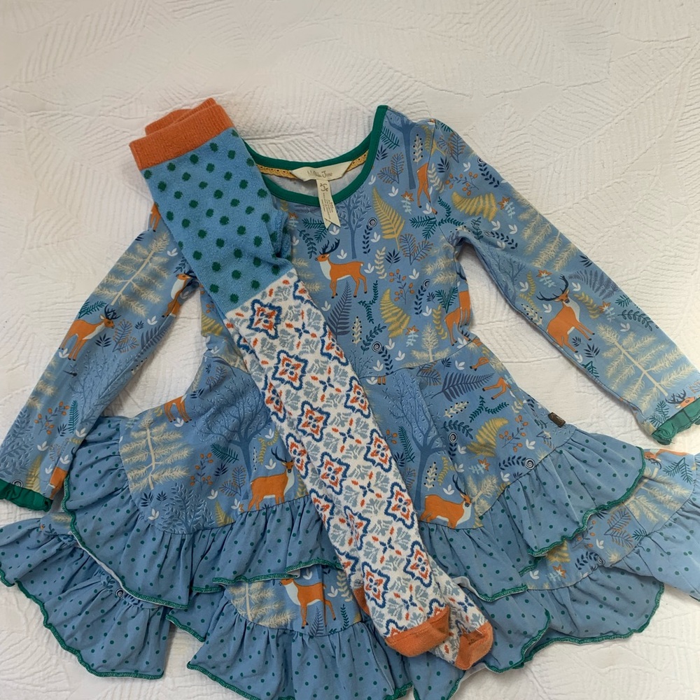 Matilda Jane Neck of the Woods dress and matching footed leggings